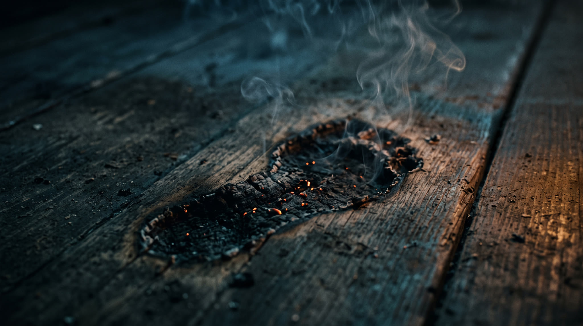 The footprint burned into the floor